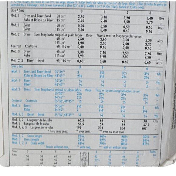 Style 1260 Sewing Pattern Child's Mock Wrap Dress Sailor's Beret Dress Size 6 - Picture 3 of 3